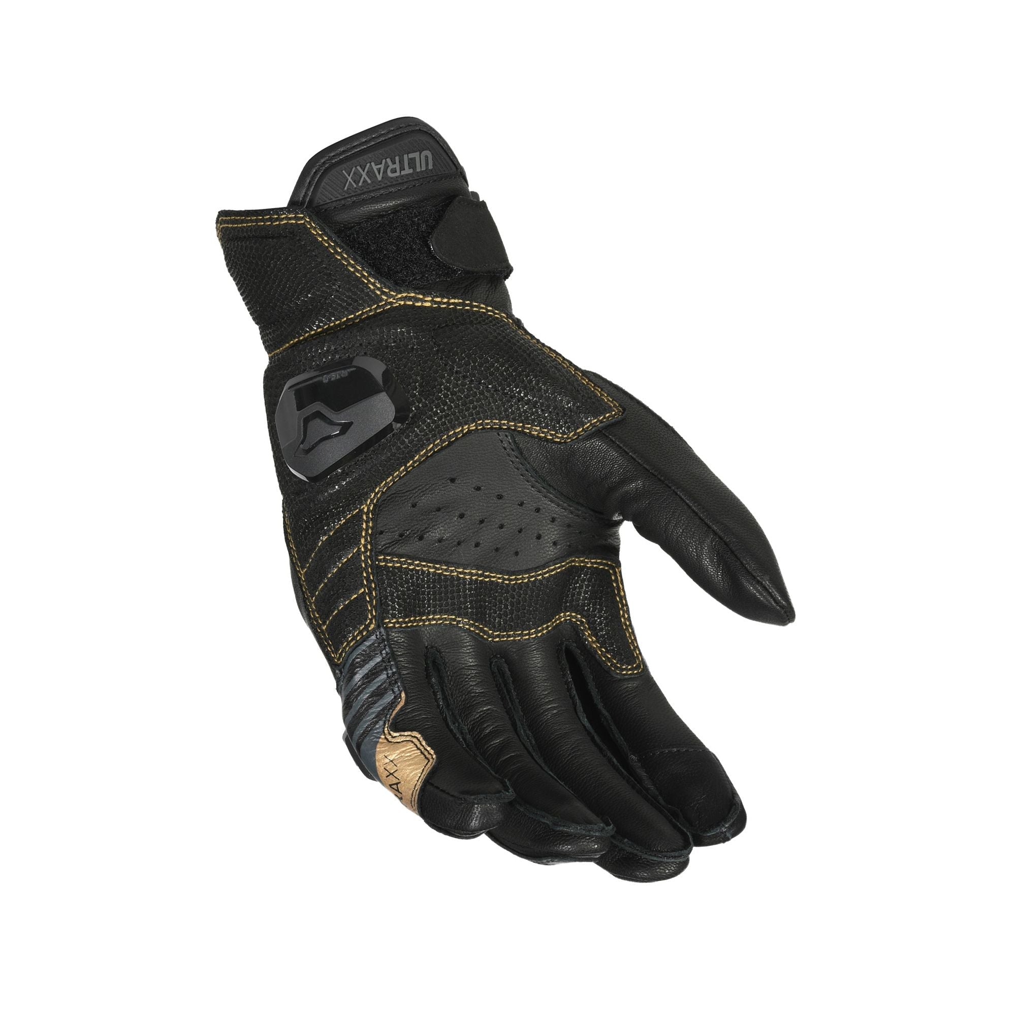 Macna Ultraxx Short Leather Gloves Black / Gold - FREE UK Shipping, FREE 365 Day Returns | Moto Central