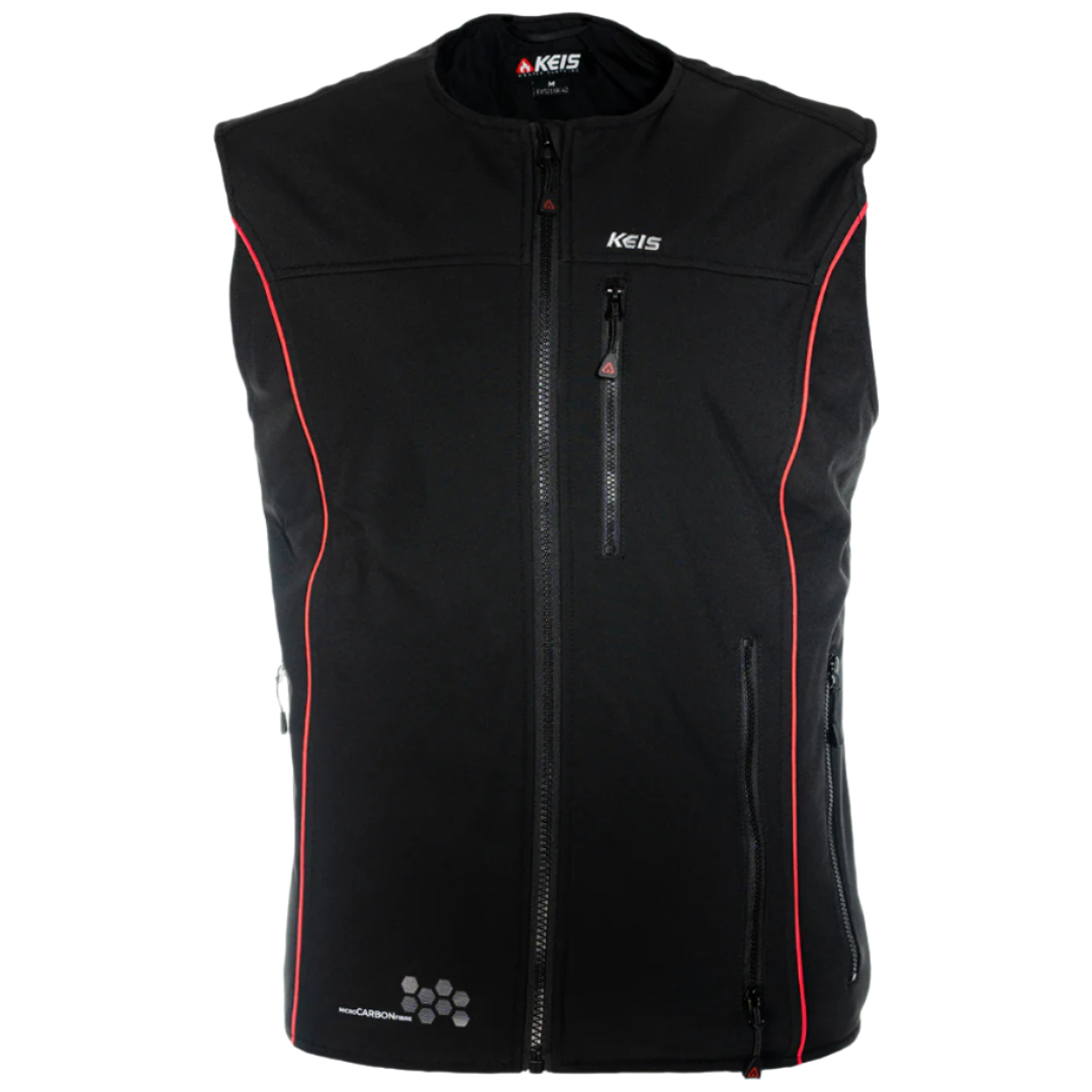 Keis V501RP Premium Heated Vest Black / Red - FREE UK Shipping, FREE 365 Day Returns | Moto Central