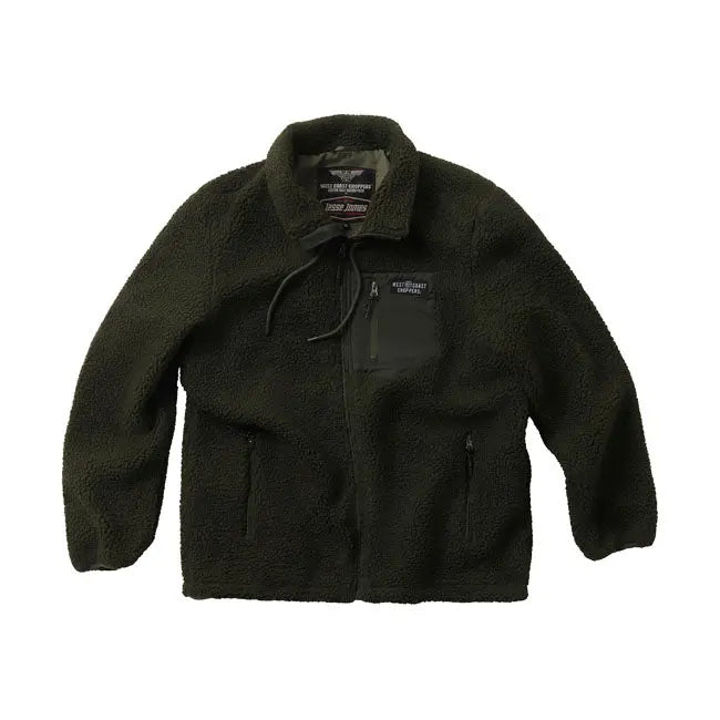 West Coast Choppers Anvil Fleece Jacket Olive Green  - FREE UK Shipping, FREE 365 Day Returns | Moto Central