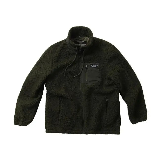 West Coast Choppers Anvil Fleece Jacket Olive Green  - FREE UK Shipping, FREE 365 Day Returns | Moto Central