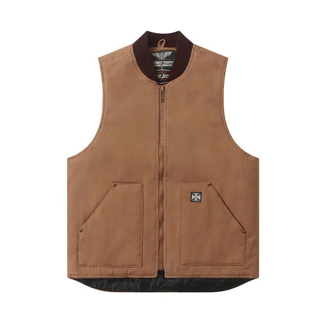 West Coast Choppers Heavy Duty Work Vest Frontier Brown  - FREE UK Shipping, FREE 365 Day Returns | Moto Central