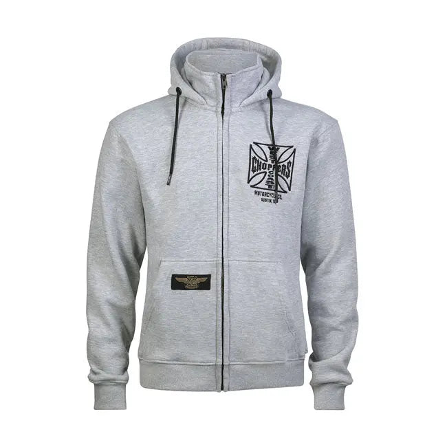 West Coast Choppers OG ATX Zip Hoodie Grey Melange  - FREE UK Shipping, FREE 365 Day Returns | Moto Central