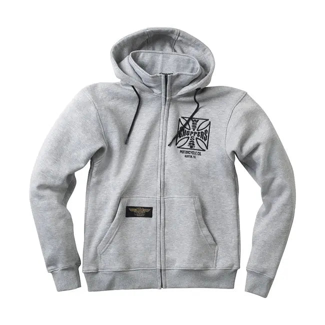 West Coast Choppers OG ATX Zip Hoodie Grey Melange  - FREE UK Shipping, FREE 365 Day Returns | Moto Central