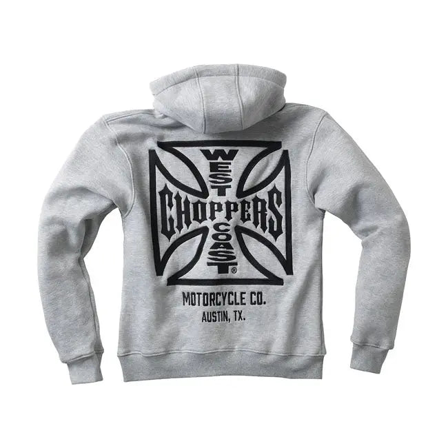 West Coast Choppers OG ATX Zip Hoodie Grey Melange  - FREE UK Shipping, FREE 365 Day Returns | Moto Central