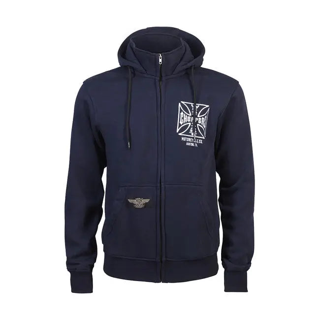 West Coast Choppers OG ATX Zip Hoodie Navy Blue  - FREE UK Shipping, FREE 365 Day Returns | Moto Central