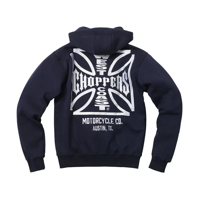 West Coast Choppers OG ATX Zip Hoodie Navy Blue  - FREE UK Shipping, FREE 365 Day Returns | Moto Central