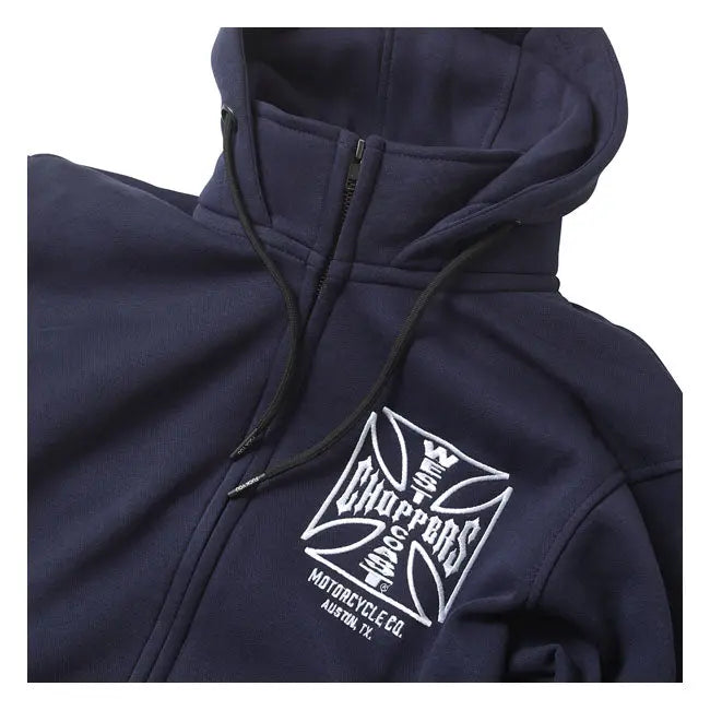 West Coast Choppers OG ATX Zip Hoodie Navy Blue  - FREE UK Shipping, FREE 365 Day Returns | Moto Central