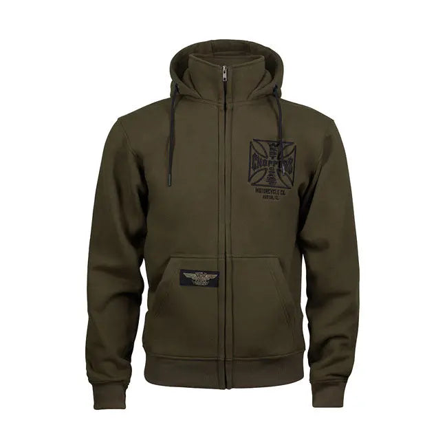 West Coast Choppers OG ATX Zip Hoodie Olive Green  - FREE UK Shipping, FREE 365 Day Returns | Moto Central