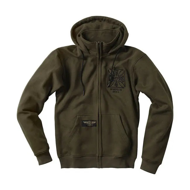 West Coast Choppers OG ATX Zip Hoodie Olive Green  - FREE UK Shipping, FREE 365 Day Returns | Moto Central