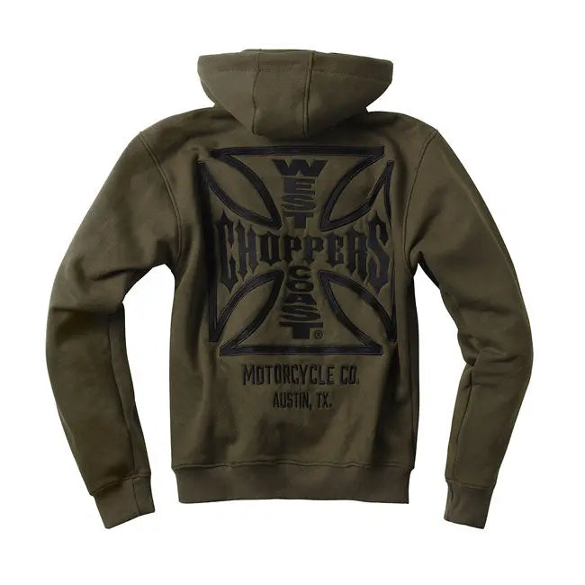 West Coast Choppers OG ATX Zip Hoodie Olive Green  - FREE UK Shipping, FREE 365 Day Returns | Moto Central