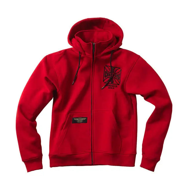 West Coast Choppers OG ATX Zip Hoodie Red  - FREE UK Shipping, FREE 365 Day Returns | Moto Central