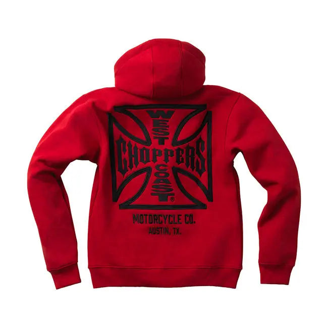 West Coast Choppers OG ATX Zip Hoodie Red  - FREE UK Shipping, FREE 365 Day Returns | Moto Central