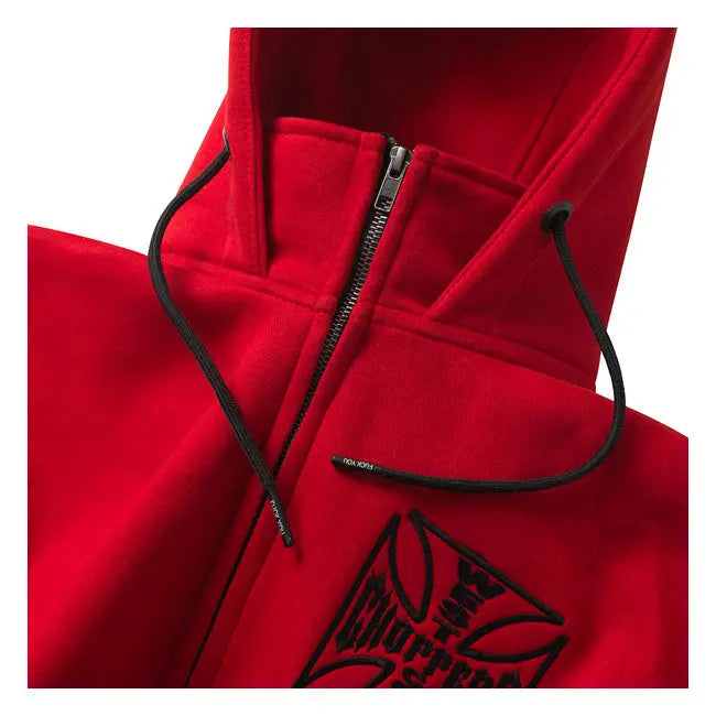 West Coast Choppers OG ATX Zip Hoodie Red  - FREE UK Shipping, FREE 365 Day Returns | Moto Central