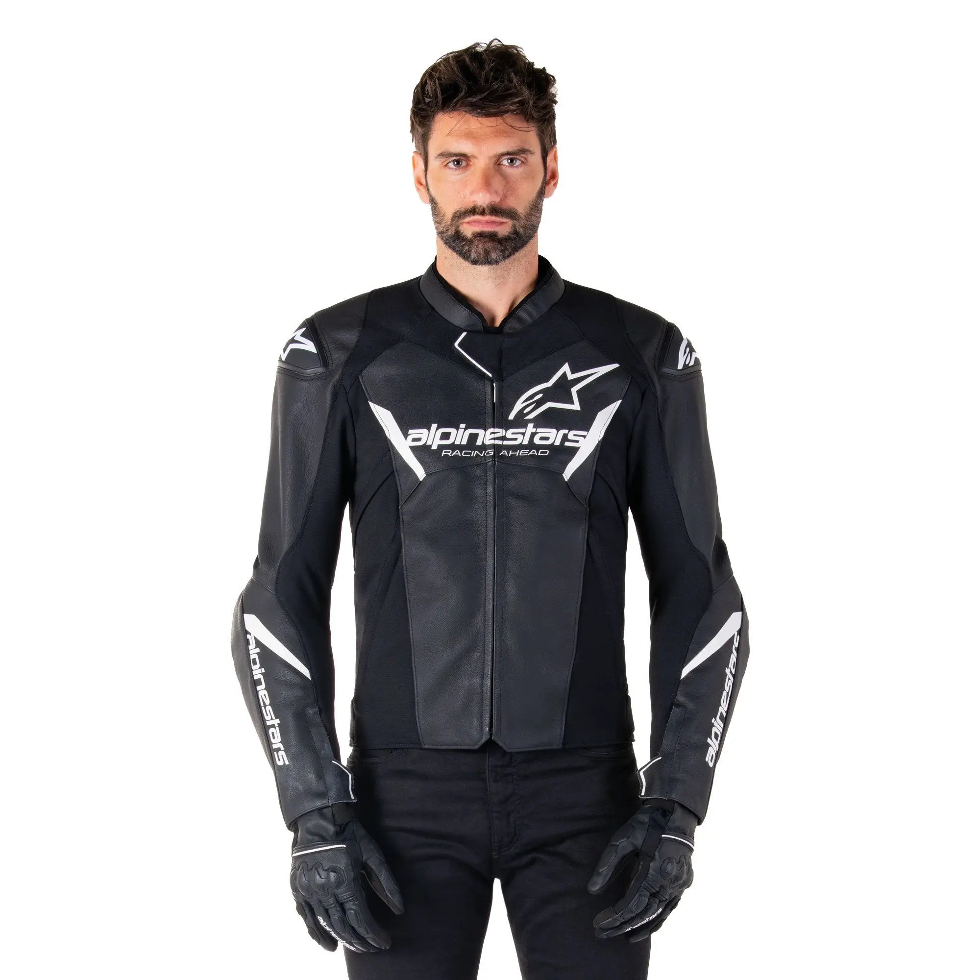 Alpinestars Faster V3 Leather Jacket Black / White  - FREE UK Shipping, FREE 365 Day Returns | Moto Central