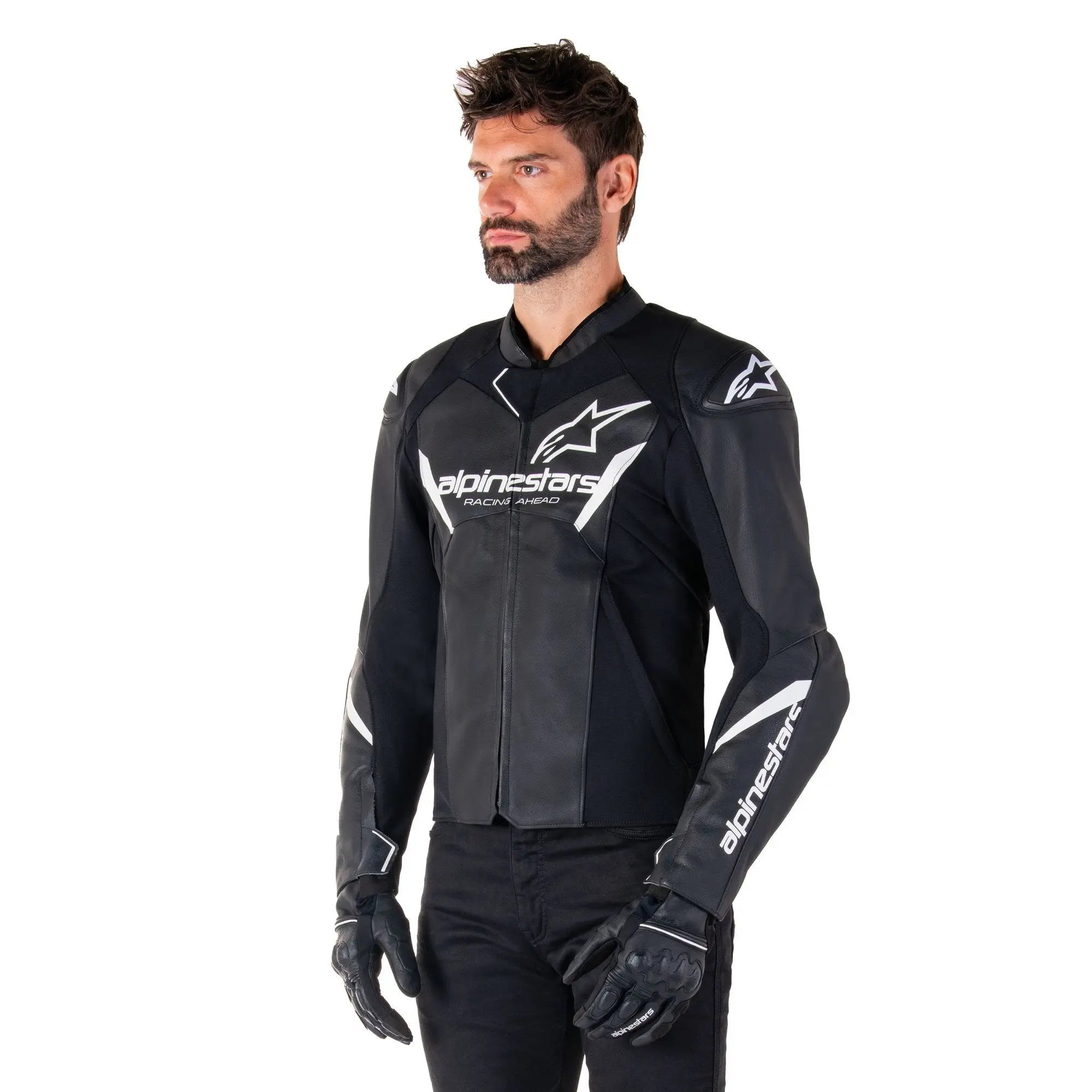 Alpinestars Faster V3 Leather Jacket Black / White  - FREE UK Shipping, FREE 365 Day Returns | Moto Central