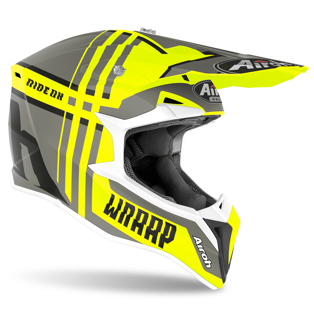 Airoh Wraap Broken Motocross Helmet Matt Yellow - FREE UK Shipping, FREE 365 Day Returns | Moto Central