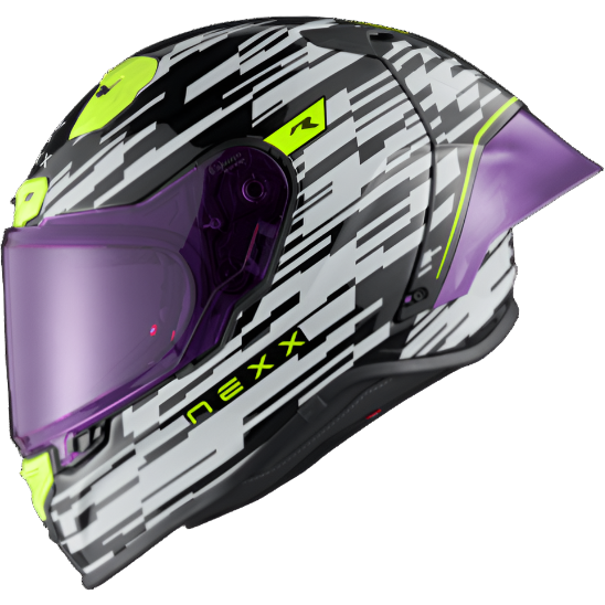 Nexx X.R3R Glitch Racer Full Face Helmet White / Neon