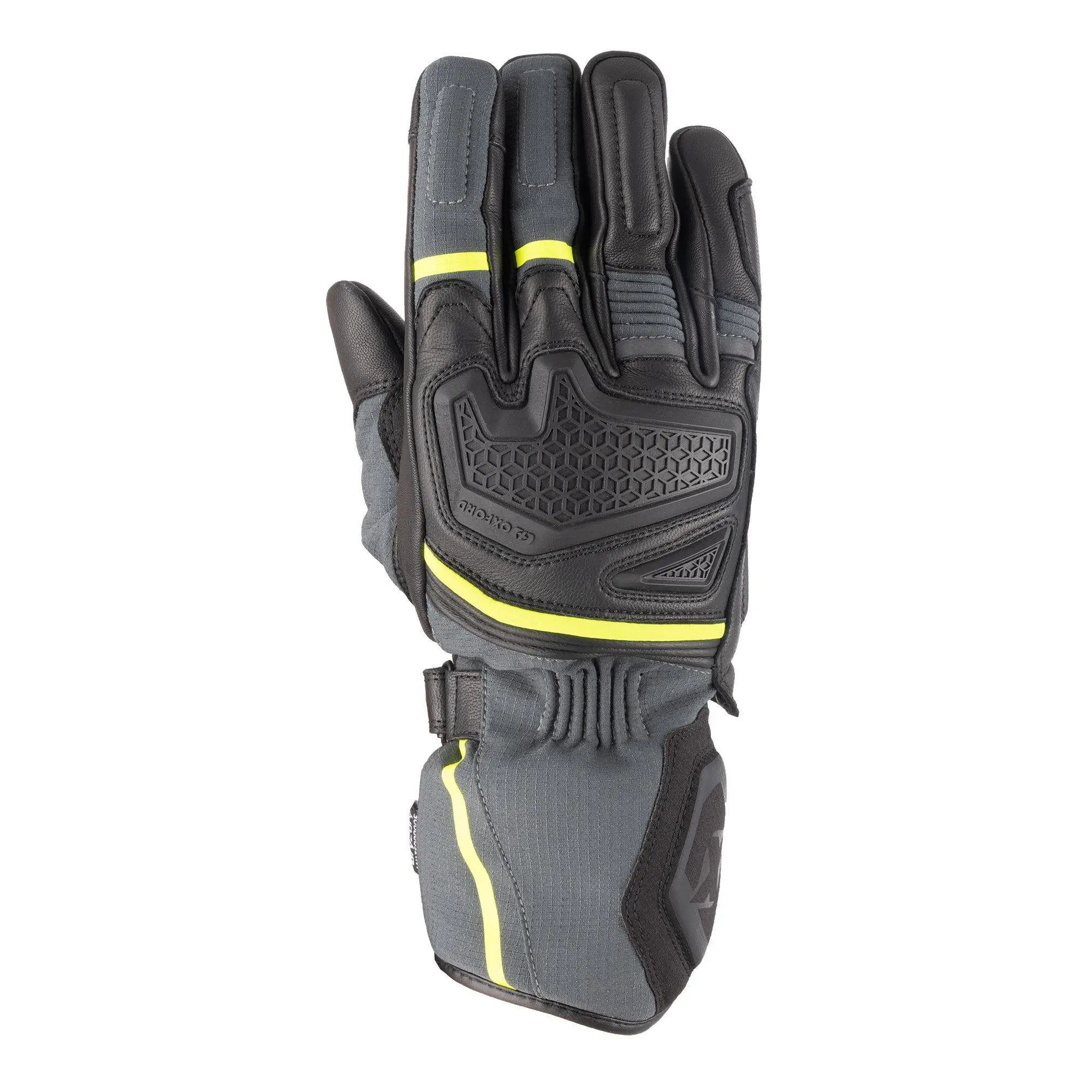 Oxford Vancouver 2.0 D2D Leather & Textile Gloves Black / Green / Yellow  - FREE UK Shipping, FREE 365 Day Returns | Moto Central