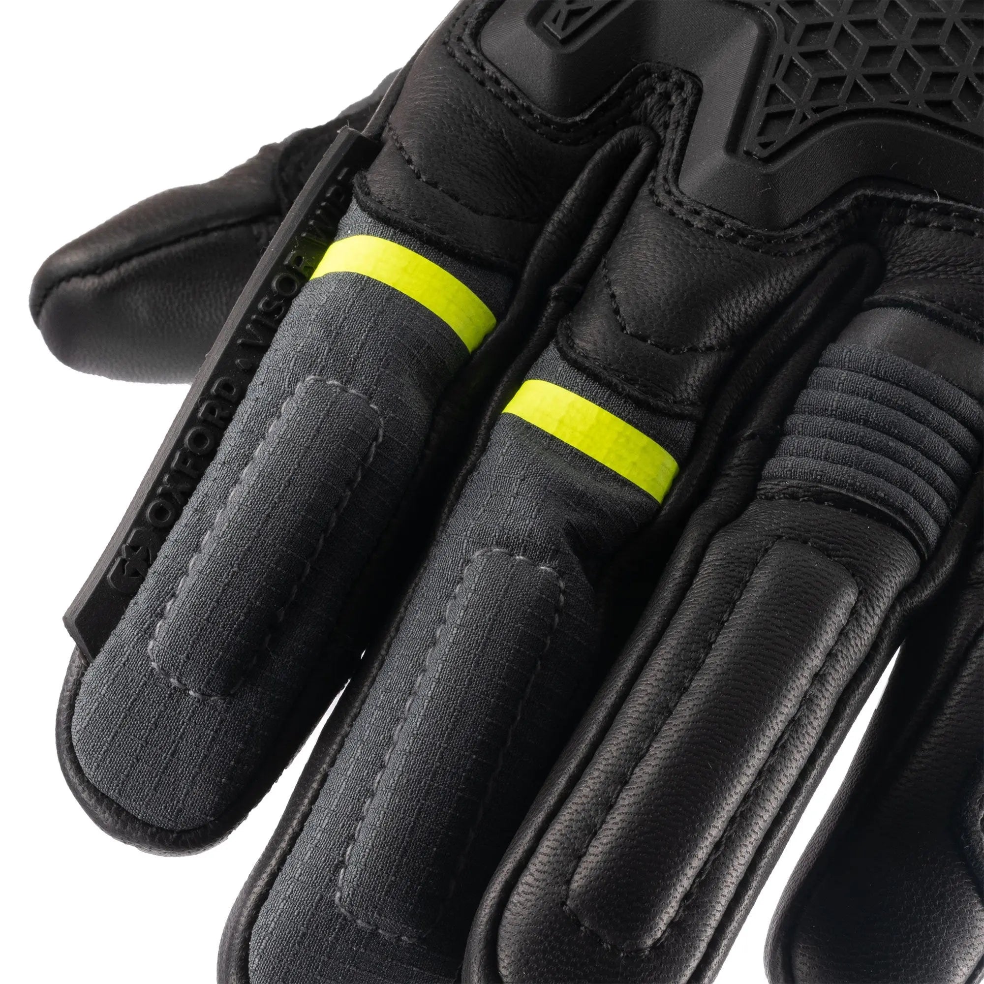 Oxford Vancouver 2.0 D2D Leather & Textile Gloves Black / Green / Yellow  - FREE UK Shipping, FREE 365 Day Returns | Moto Central