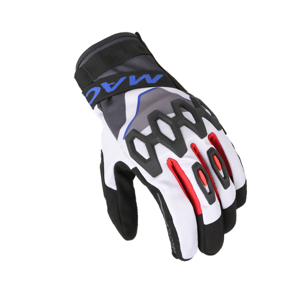 Macna Zairon 2.0 Short Textile Gloves Light Grey / Black / Blue - FREE UK Shipping, FREE 365 Day Returns | Moto Central