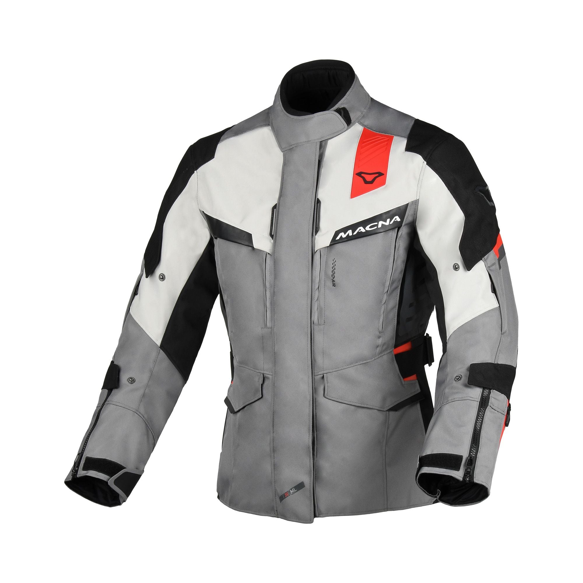 Macna Zastra Ladies Textile Jacket Grey / Black / Red - FREE UK Shipping, FREE 365 Day Returns | Moto Central