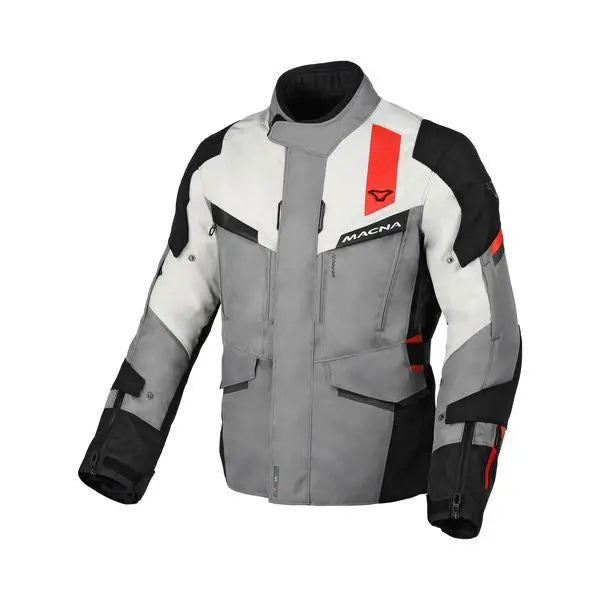 Macna Zastro Textile Jacket Grey / Black / Red - FREE UK Shipping, FREE 365 Day Returns | Moto Central