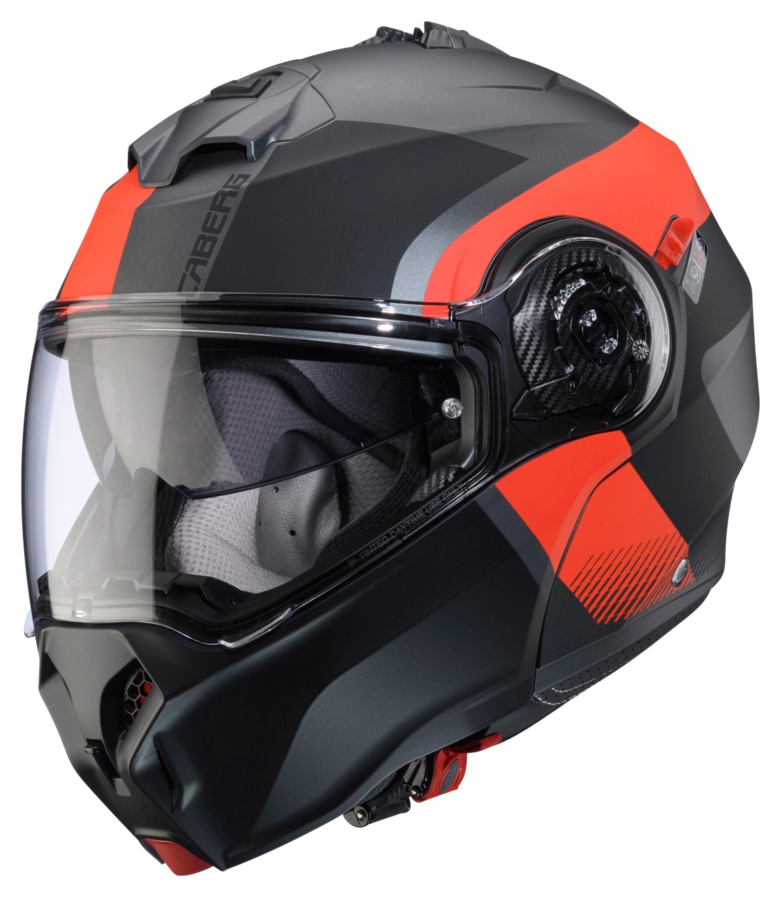 Caberg Duke Evo Indy Flip-Up Helmet Matt Gun Metal / Fluo Red / Black  - FREE UK Shipping, FREE 365 Day Returns | Moto Central