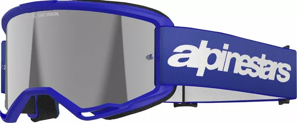 Alpinestars Vision 3 Wordmark Goggles Blue / Mirror Silver - FREE UK Shipping, FREE 365 Day Returns | Moto Central