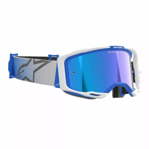 Alpinestars Vision 8 Corp Goggles Blue / White / Mirror Blue - FREE UK Shipping, FREE 365 Day Returns | Moto Central