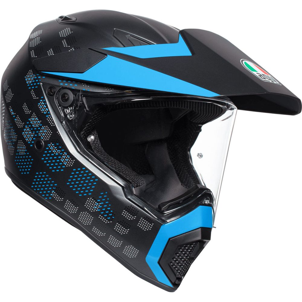 AGV AX9 Antartica Full Face Helmet Matt Black / Cyan - FREE UK Shipping, FREE 365 Day Returns | Moto Central