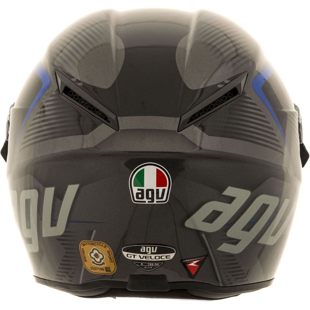 AGV GT Veloce TXT Full Face Helmet Black / Gunmetal / Blue - FREE UK Shipping, FREE 365 Day Returns | Moto Central