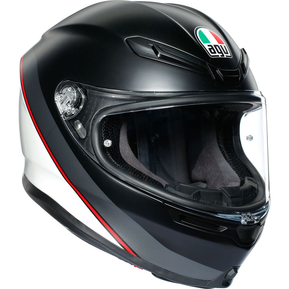 AGV K6 Minimal Full Face Helmet Pure Matt Black / White / Red