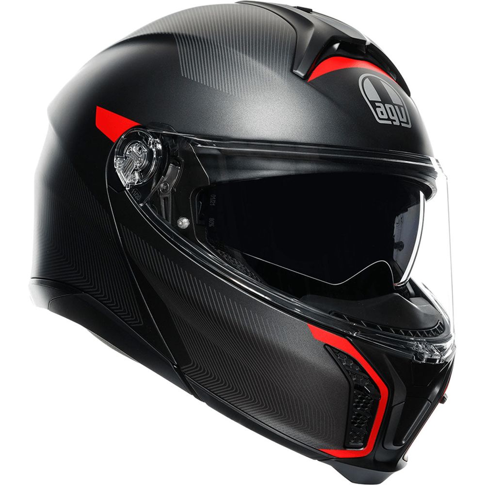 AGV Tour Modular Frequency Flip-Up Helmet Matt Gun / Red - FREE UK Shipping, FREE 365 Day Returns | Moto Central