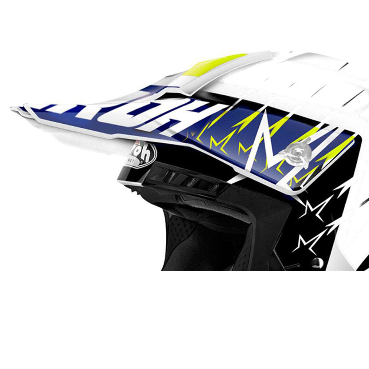 Airoh Peak For Switch Startruck Yellow / Blue / White Helmet - FREE UK Shipping, FREE 365 Day Returns | Moto Central