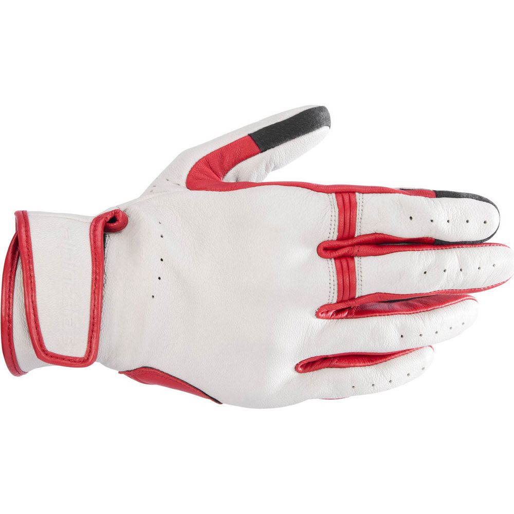 Alpinestars Dyno Leather Gloves Ecru Ruby Red / White