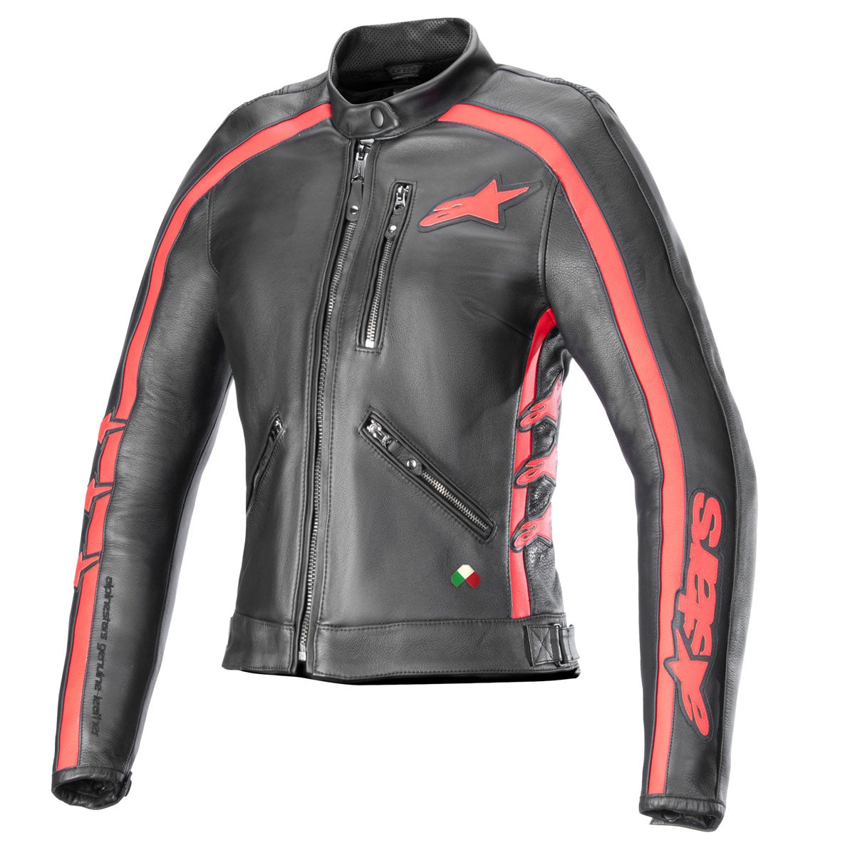 Alpinestars Stella Dyno Ladies Leather Jacket Black / Haute Red