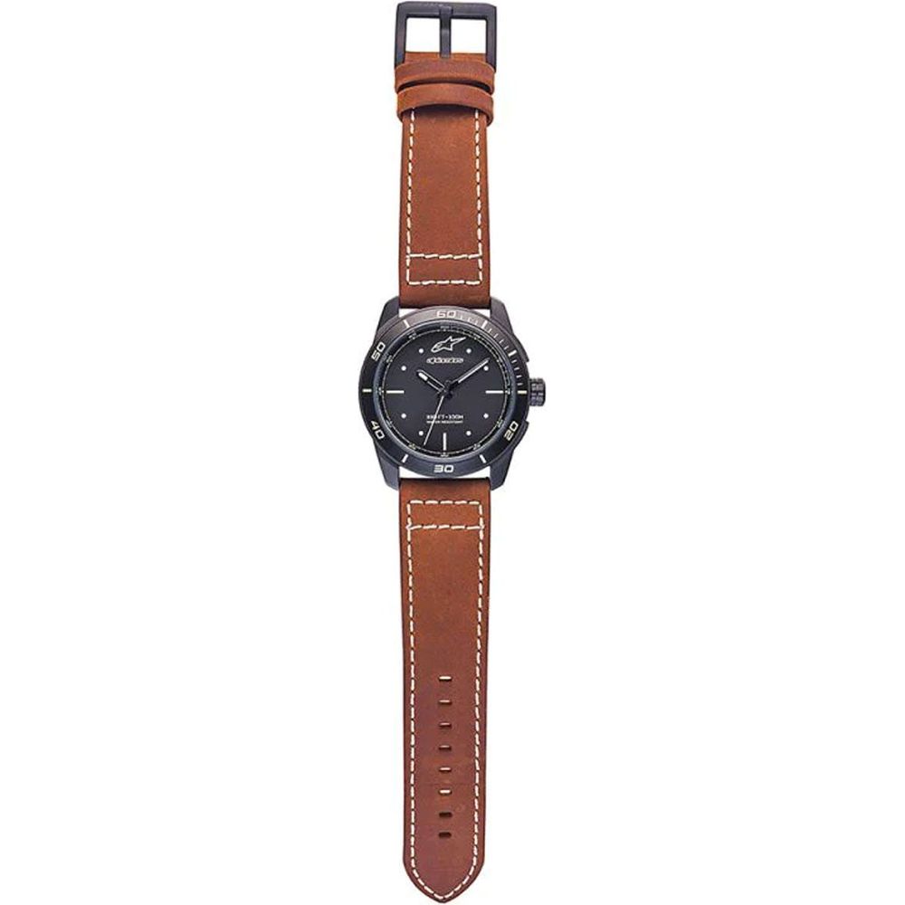 Alpinestars Tech 3H Leather Strap Brown Watch Matt Black / Black