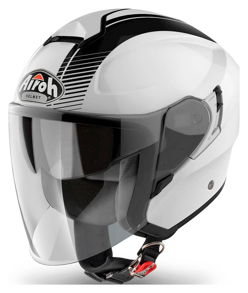 Airoh Hunter Jet Open Face Helmet Simple Gloss White  - FREE UK Delivery - Moto Central