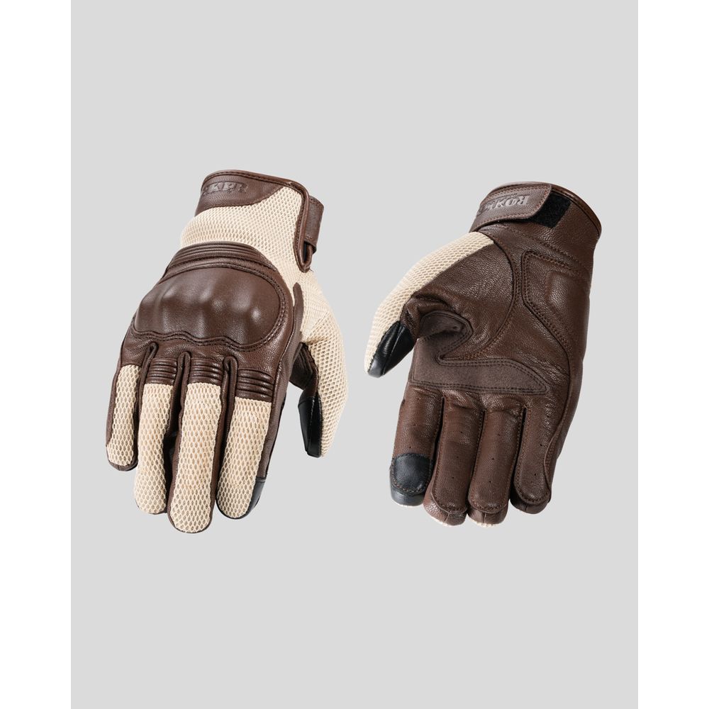 Rokker Austin Mesh Leather Gloves Beige