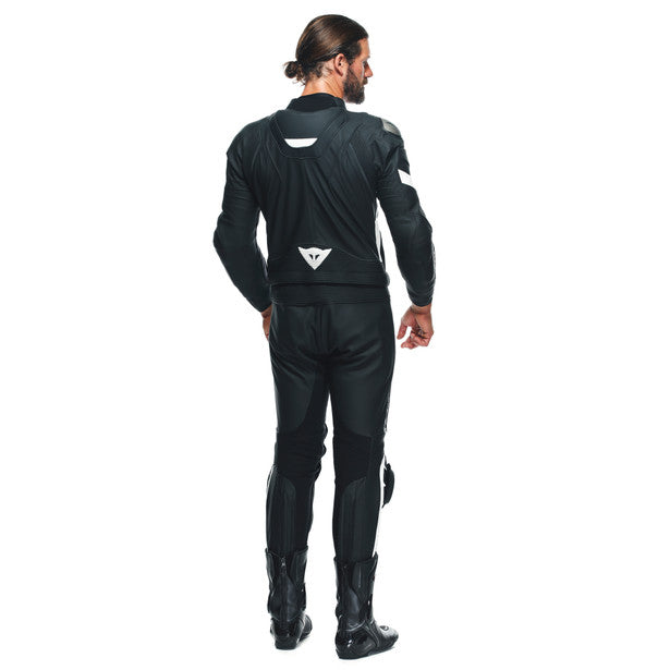 Dainese Avro 4 S/T Two Piece Leather Suit Matt Black / Matt Black / White