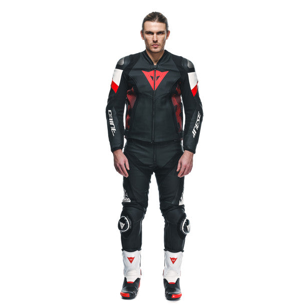 Dainese Avro 5 Leather Jacket Black / Lava Red / White