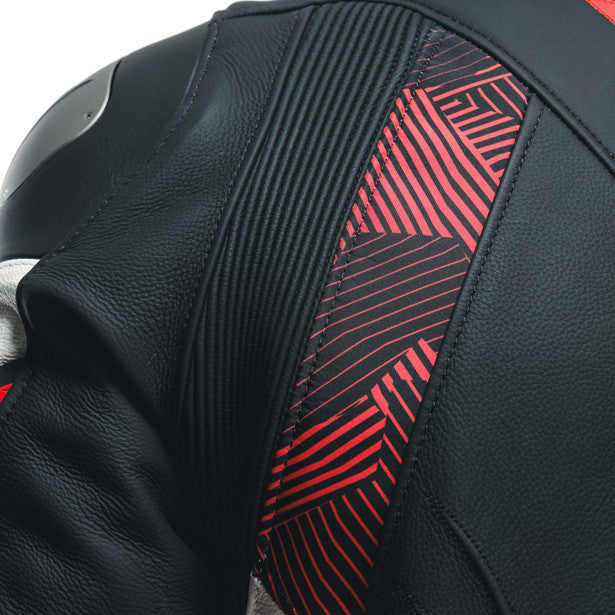 Dainese Avro 5 Leather Jacket Black / Lava Red / White