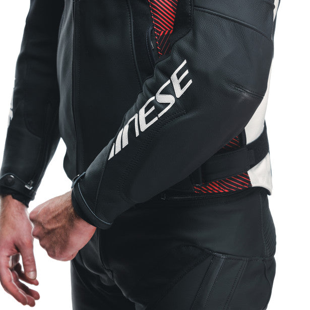 Dainese Avro 5 Leather Jacket Black / Lava Red / White