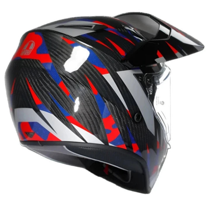 AGV AX9 Steppa Full Face Helmet Carbon / Red / Blue - FREE UK Shipping, FREE 365 Day Returns | Moto Central