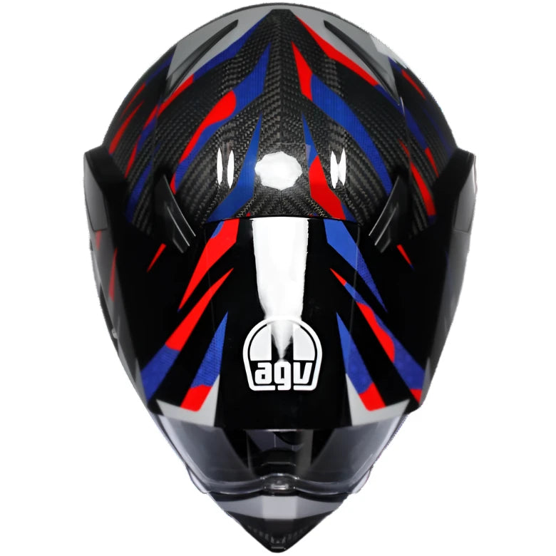 AGV AX9 Steppa Full Face Helmet Carbon / Red / Blue - FREE UK Shipping, FREE 365 Day Returns | Moto Central