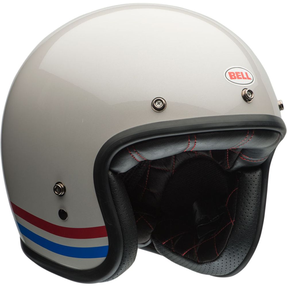 Bell Custom 500 ECE6 Stripes PRL Open Face Helmet White