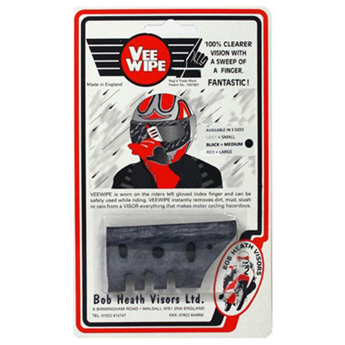 Bob Heath Vee Wipe Black For Helmet Visors - Medium  - FREE UK Delivery - Moto Central