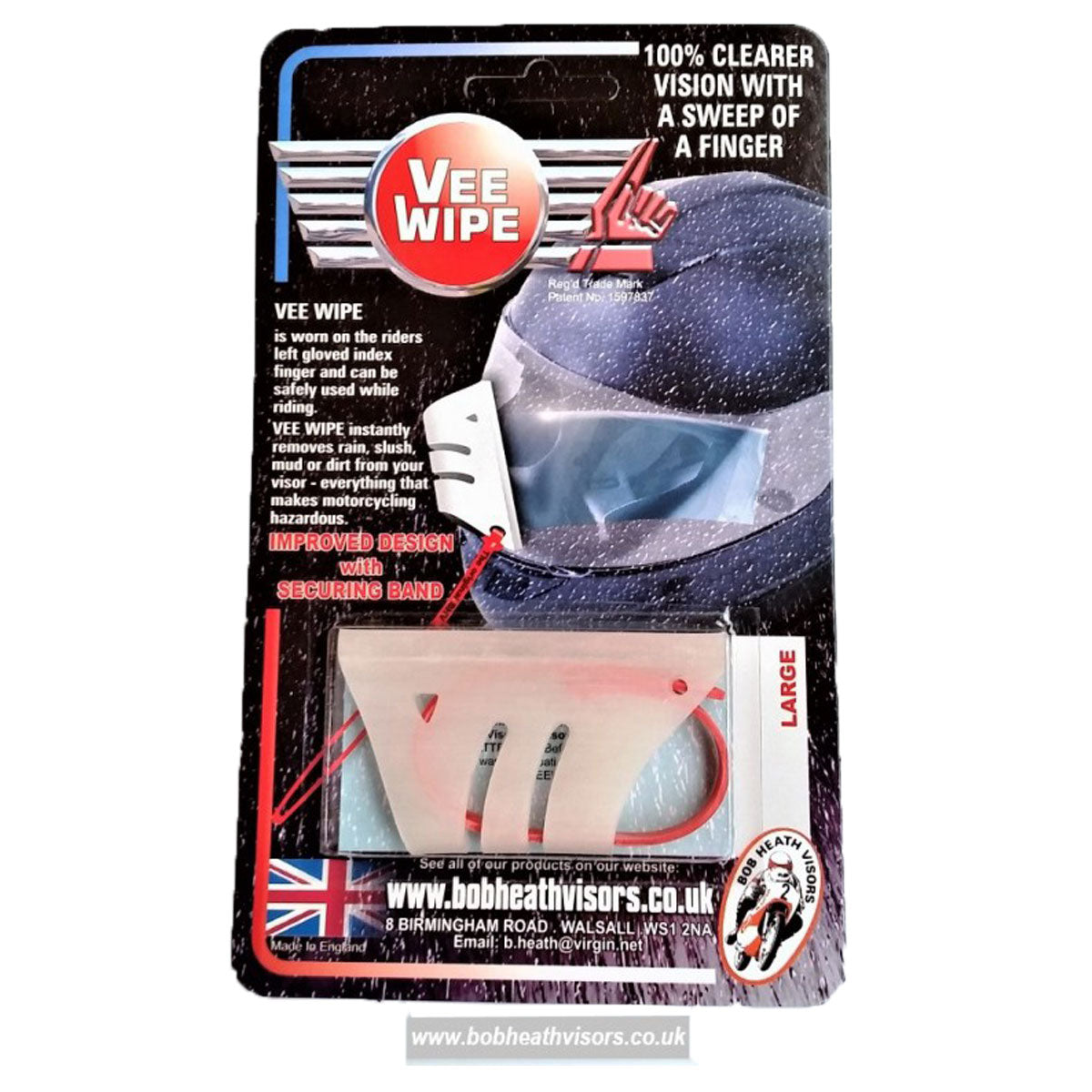 Bob Heath Vee Wipe Opaque Clear For Helmet Visors - Large - FREE UK Shipping, FREE 365 Day Returns | Moto Central