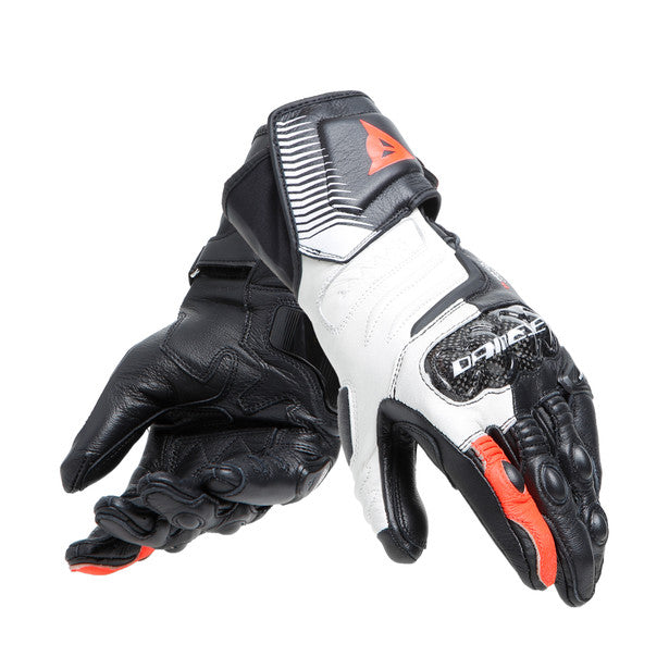 Dainese Carbon 4 Ladies Long Leather Gloves Black / White / Fluo Red