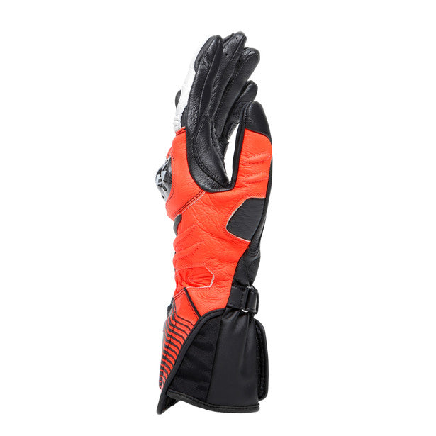 Dainese Carbon 4 Long Leather Gloves Black / Fluo Red / White